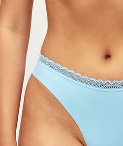 Microfiber and lace thong;