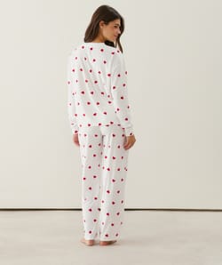 Heart print velour pajama set;
