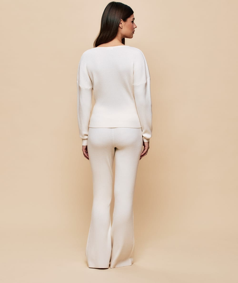 Pantalon en maille c&ocirc;tel&eacute;e;