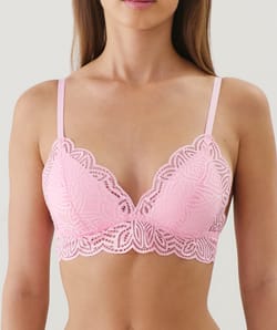 Sujetador triangular push-up de encaje;