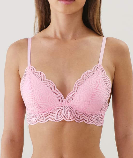 Lace triangle push-up bra;
