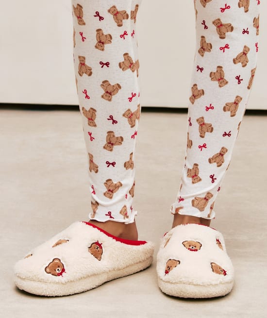 Chaussons en sherpa oursons;