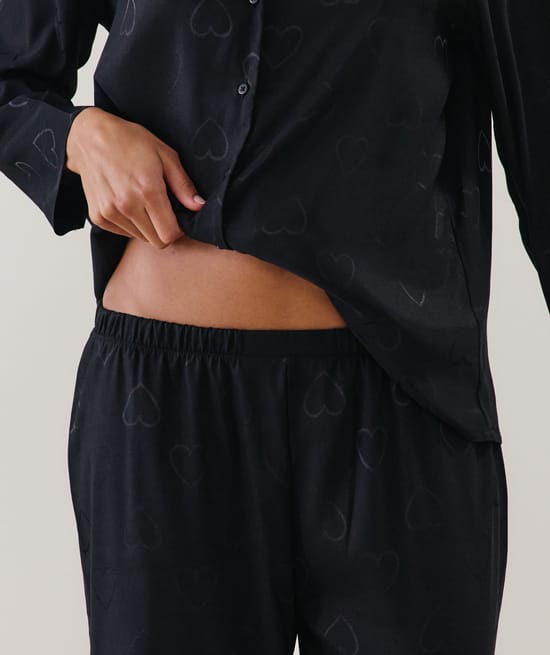 Pantalon en satin à motifs;