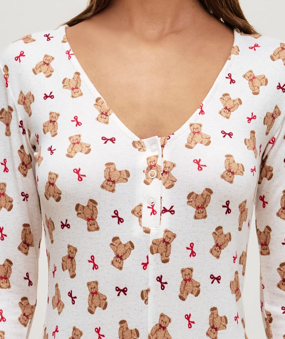 Short teddy bear jersey playsuit;