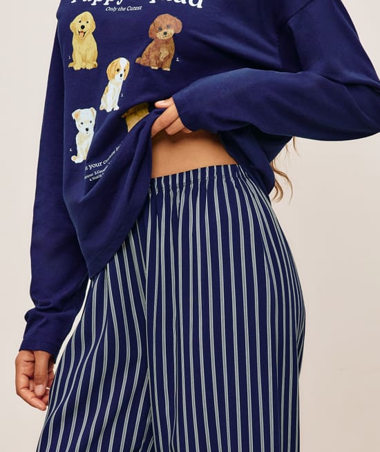 T-shirt en broek set met puppypatroon;