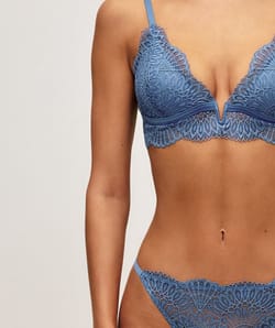 Lace floral push-up triangle bra;