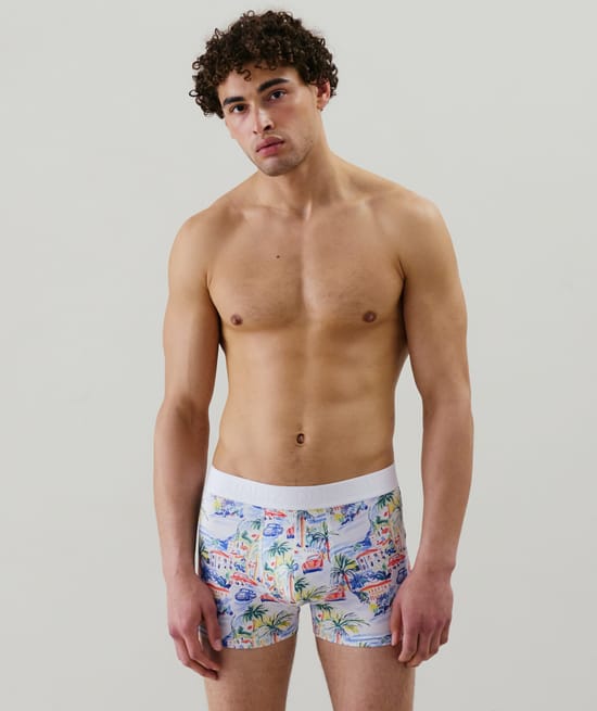 Cotton boxer shorts with pattern;