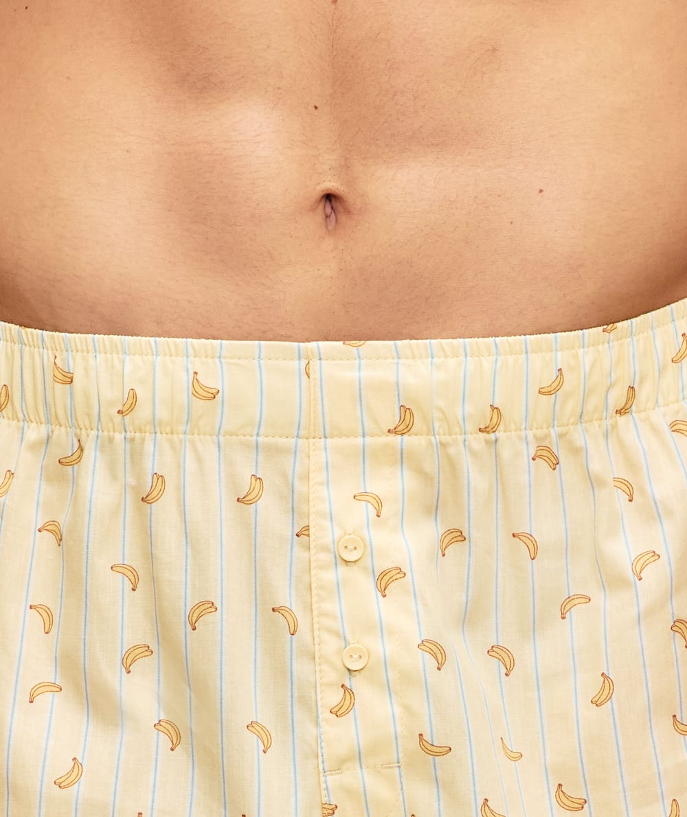 Cotton boxer shorts with banana pattern;