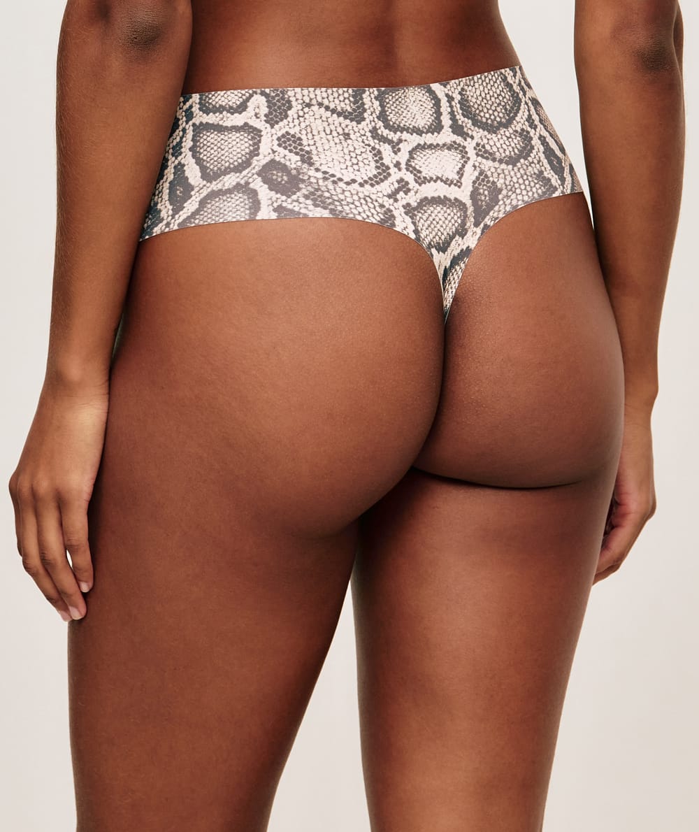 String taille haute microfibre sans coutures motif serpent;