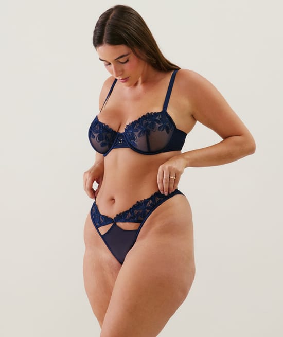 Balconette bra with embroidery;