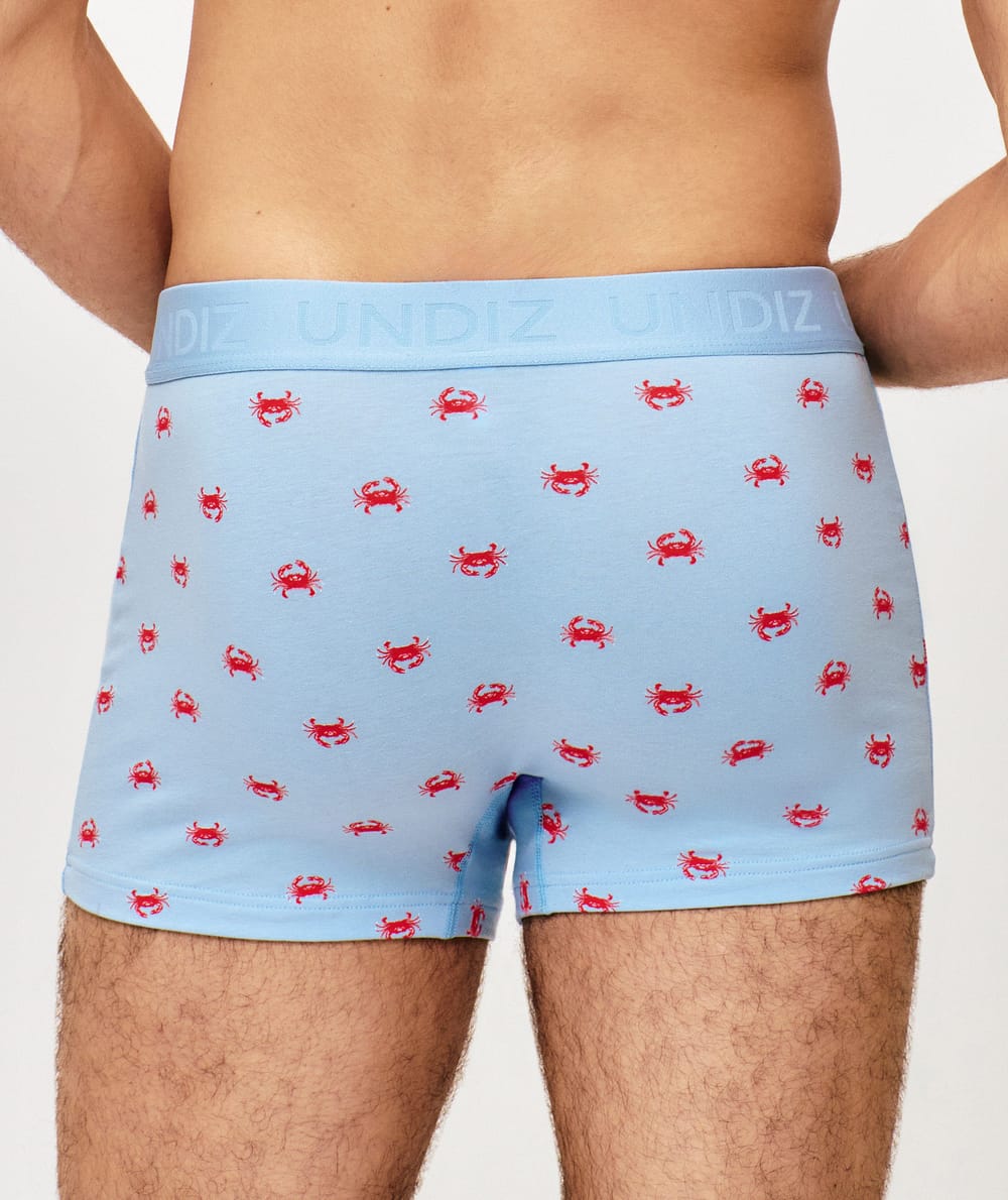 Cotton boxer shorts with crab pattern;