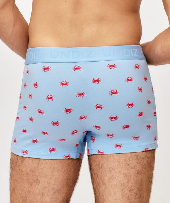 Cotton boxer shorts with crab pattern;
