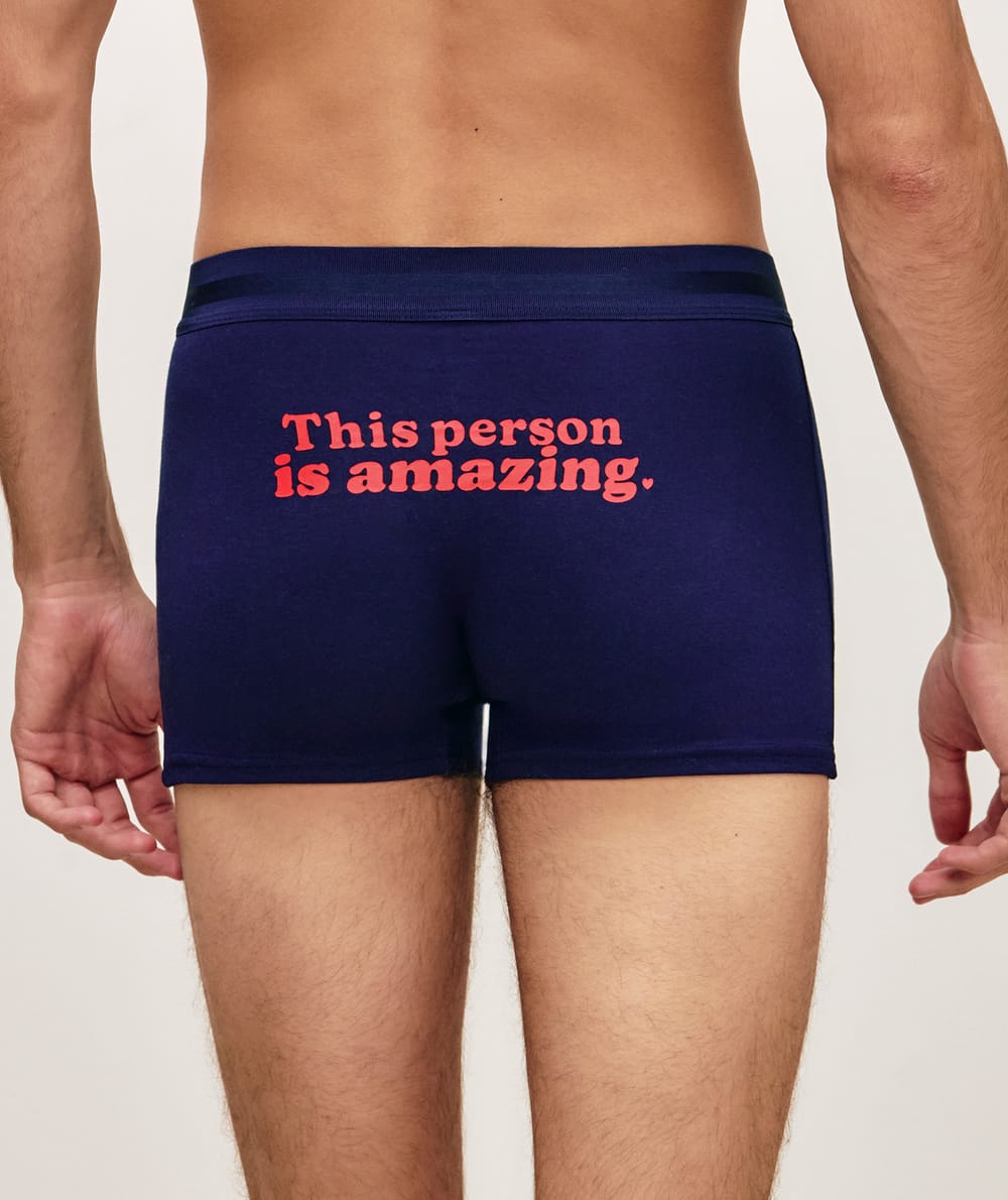 Cotton boxer shorts with message;
