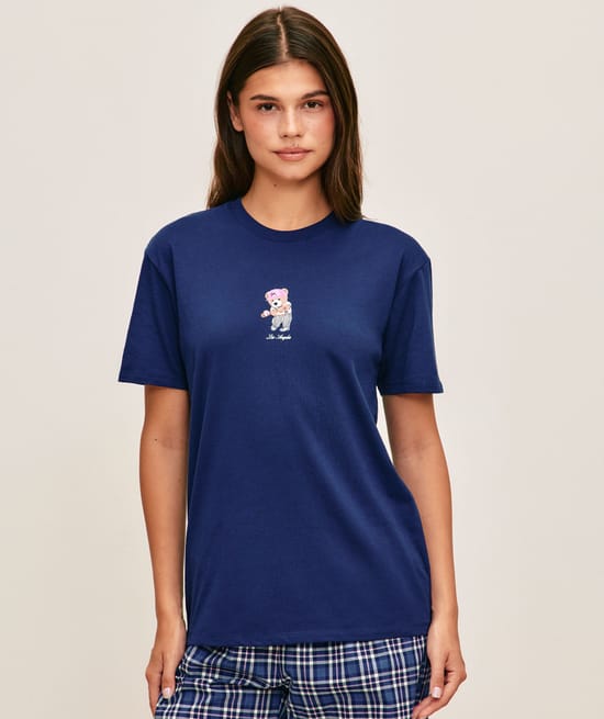 Light jersey T-shirt printed with bear Los Angeles;