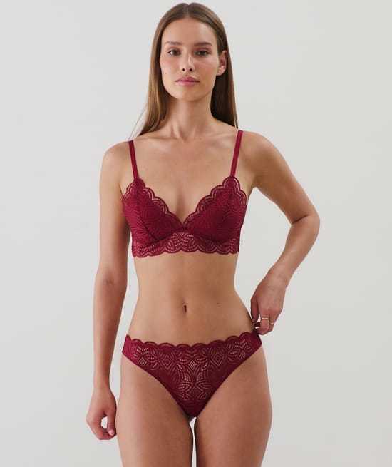 Lace triangle push-up bra;