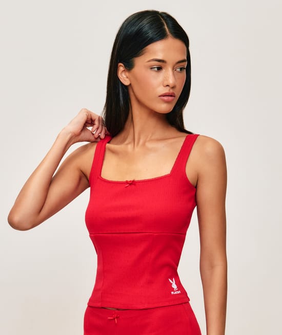 Camiseta sin mangas de algod&oacute;n con estampado de Playboy;