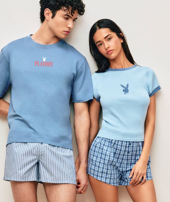 Pantalones cortos de algod&oacute;n con bordado de Playboy;