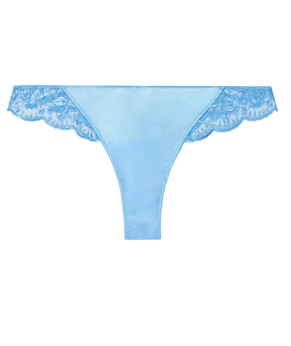 Microfibre thong with embroidery;