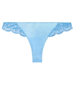 Microfibre thong with embroidery;
