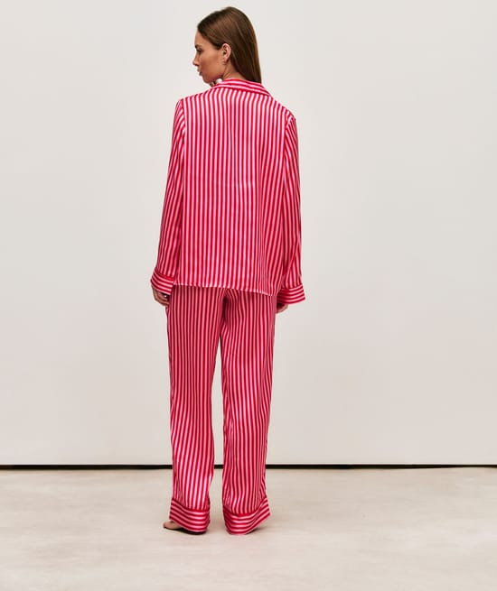 Striped satin pyjama shirt;