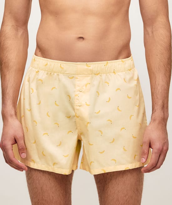 Katoenen boxershort met bananenprint;