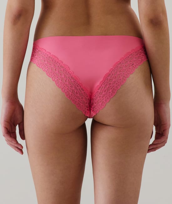 Microfibre and lace cheeky brief;