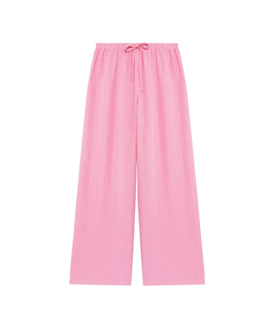 Straight-leg trousers with linen effect;