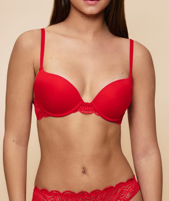 Lace ultra push-up bra - red;