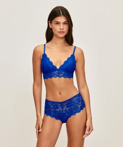 Lace floral push-up triangle bra;