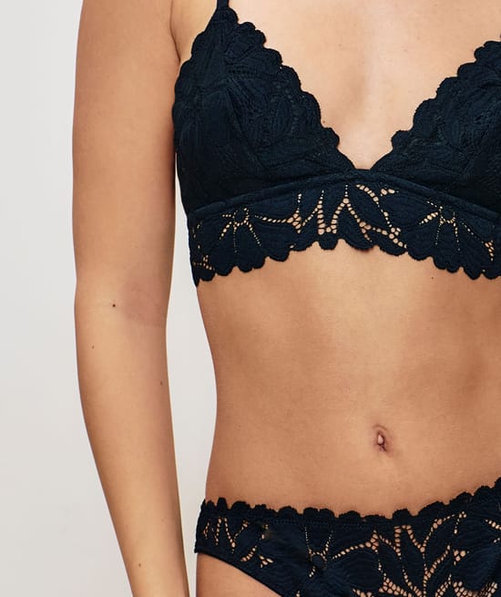 Lace triangle bra;