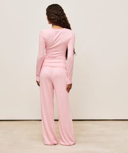 Pantalon en maille thermique motifs coeurs;