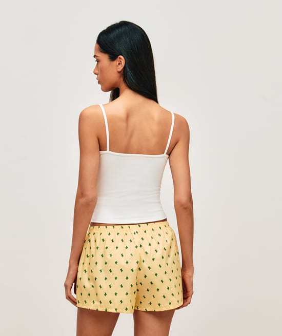 Pantalones cortos en popel&iacute;n de algod&oacute;n impreso de cactus;