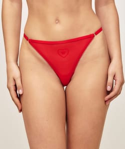 Mesh and lace thong "Love me;