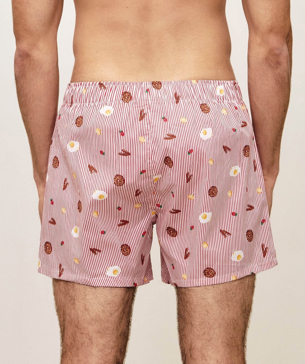 Cotton boxer shorts with foodie patterns;