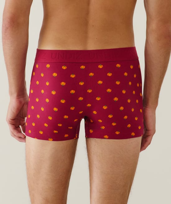 Cotton boxer shorts with pumpkin pattern;