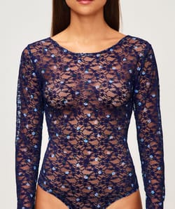 Lace long sleeve bodysuit;