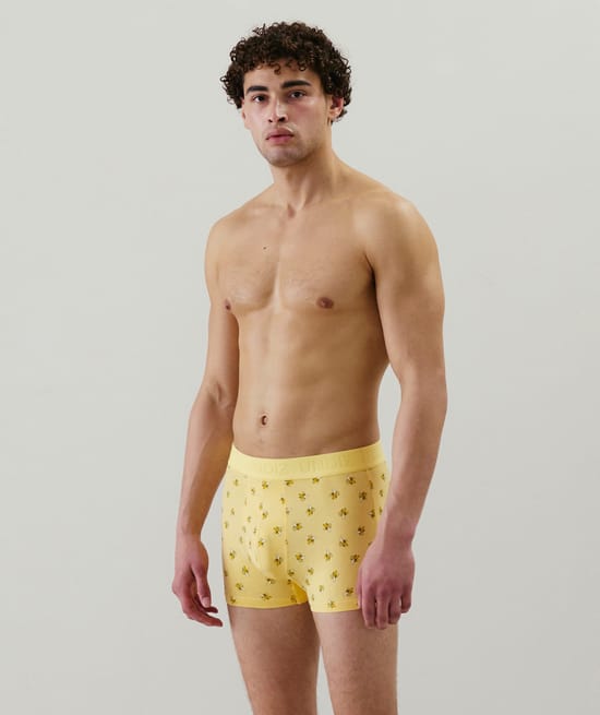 Yellow pattern boxer shorts;