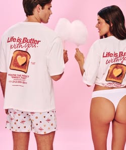 Cale&ccedil;on en coton motifs c&oelig;urs et breakfast;