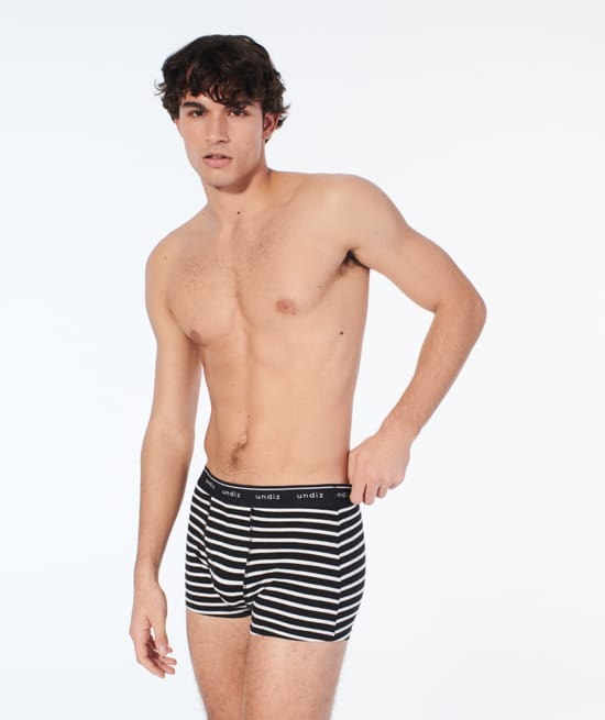 Striped cotton boxer shorts ;