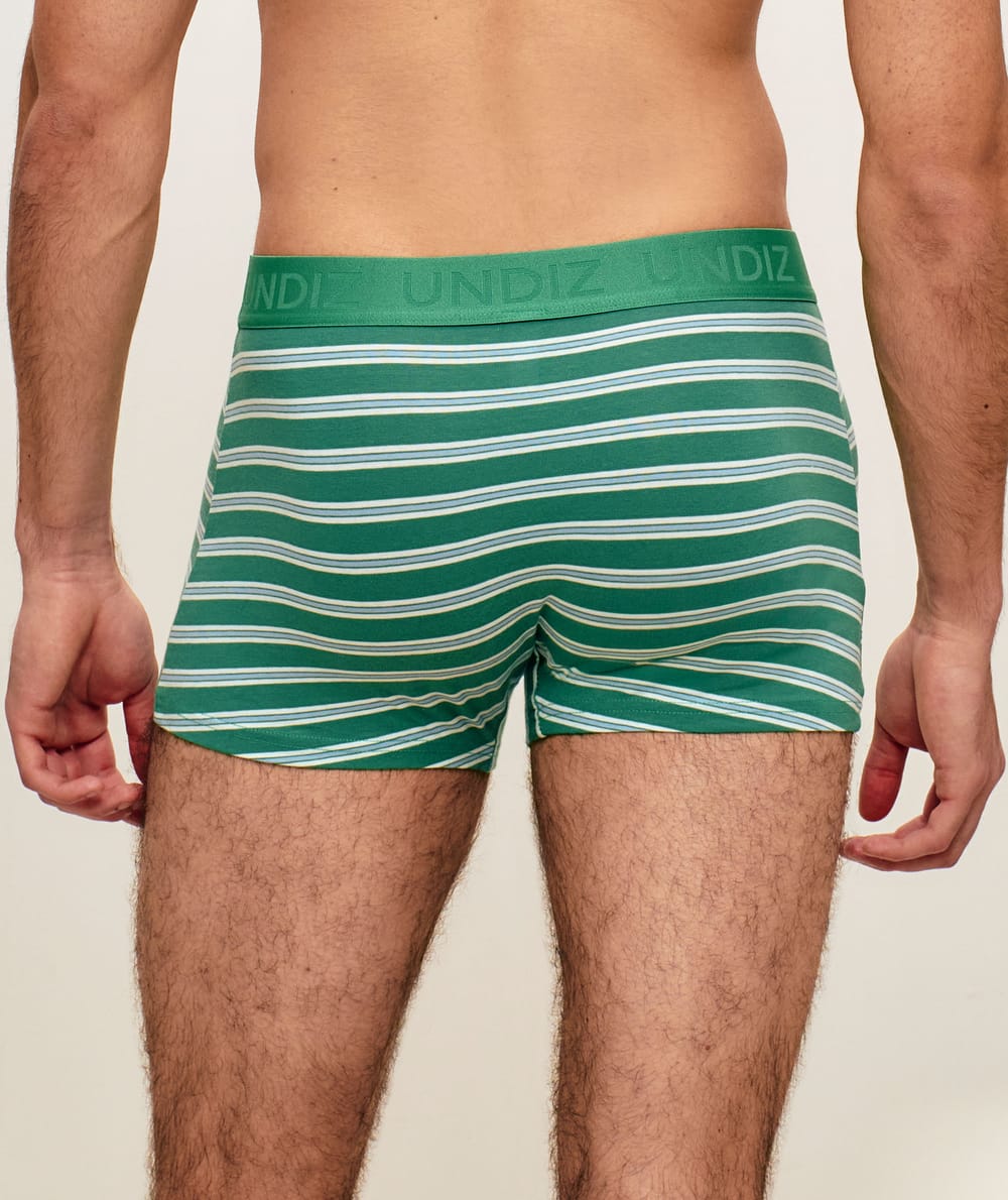 Boxer en coton &agrave; rayures;