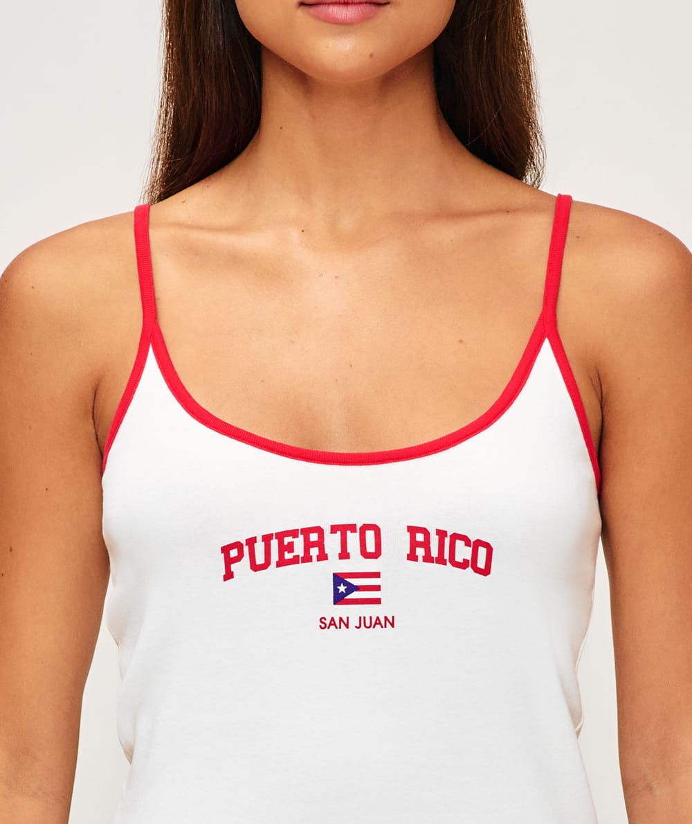 Thin strap jersey tank top 'Puerto Rico';