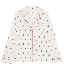 Ribbed jersey shirt with cherry print;