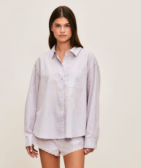 Chemise &agrave; carreaux en coton;