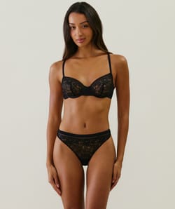 Lace balconette bra;
