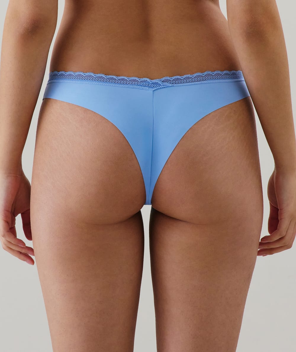Microfibre and lace thong;