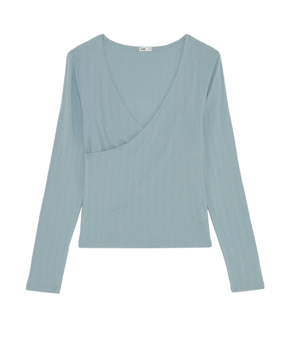 Wrap pointelle T-shirt;