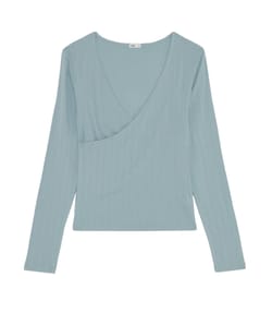 Wrap pointelle T-shirt;