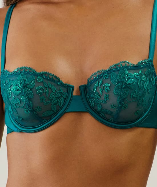 Balconette bra with embroidery;