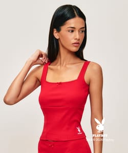 Cotton tank top with Playboy pattern;