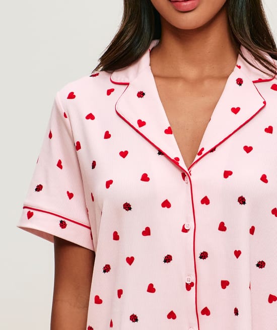 Heart and ladybug patterned jersey shirt;